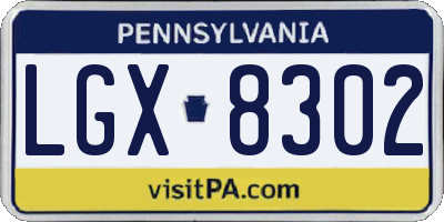 PA license plate LGX8302