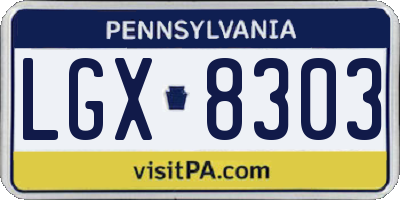 PA license plate LGX8303