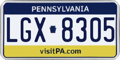 PA license plate LGX8305