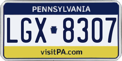 PA license plate LGX8307
