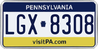 PA license plate LGX8308