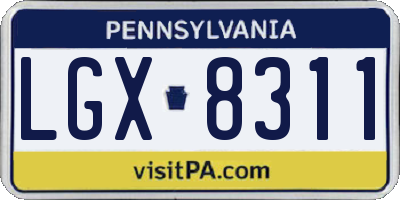 PA license plate LGX8311