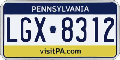 PA license plate LGX8312