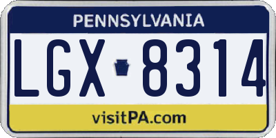 PA license plate LGX8314