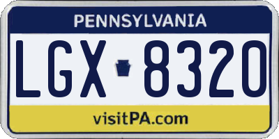 PA license plate LGX8320