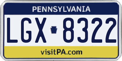 PA license plate LGX8322