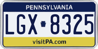 PA license plate LGX8325