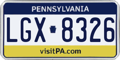 PA license plate LGX8326
