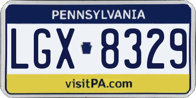 PA license plate LGX8329