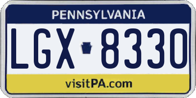 PA license plate LGX8330
