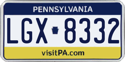 PA license plate LGX8332