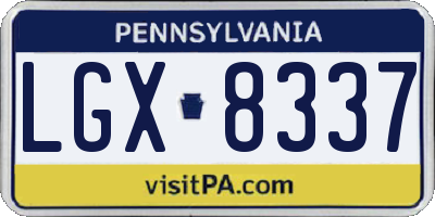 PA license plate LGX8337