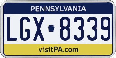 PA license plate LGX8339