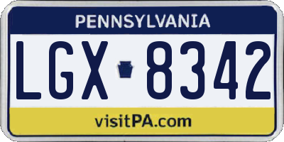 PA license plate LGX8342