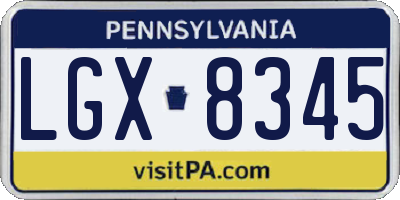 PA license plate LGX8345