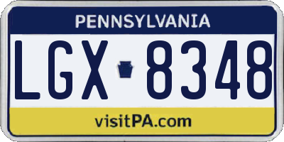 PA license plate LGX8348