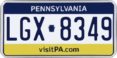 PA license plate LGX8349