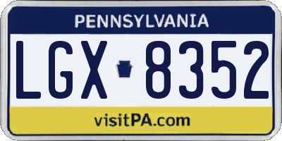 PA license plate LGX8352