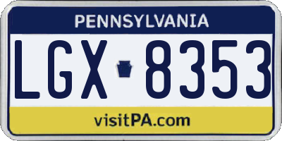 PA license plate LGX8353