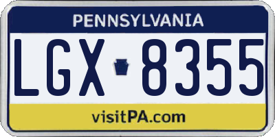 PA license plate LGX8355