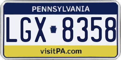 PA license plate LGX8358