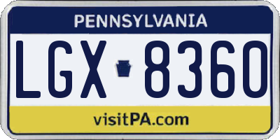 PA license plate LGX8360