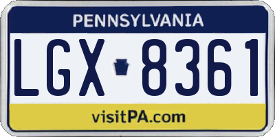 PA license plate LGX8361
