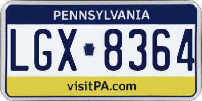 PA license plate LGX8364