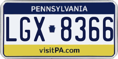 PA license plate LGX8366