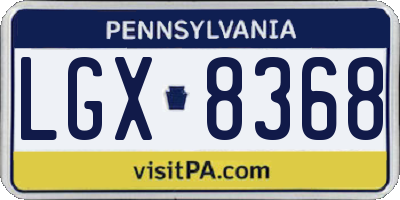 PA license plate LGX8368