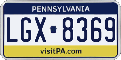 PA license plate LGX8369