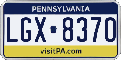 PA license plate LGX8370