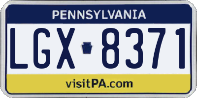 PA license plate LGX8371