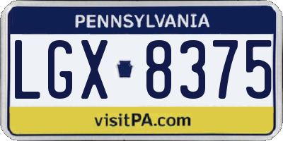 PA license plate LGX8375