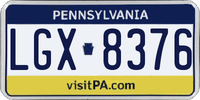 PA license plate LGX8376