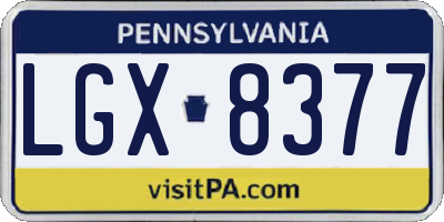PA license plate LGX8377