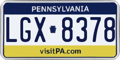 PA license plate LGX8378
