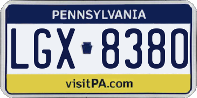PA license plate LGX8380