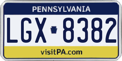 PA license plate LGX8382
