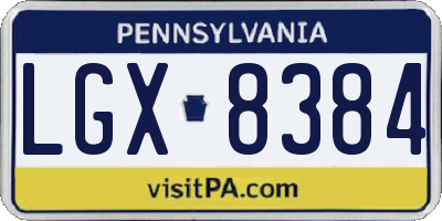 PA license plate LGX8384