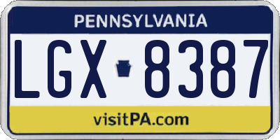 PA license plate LGX8387