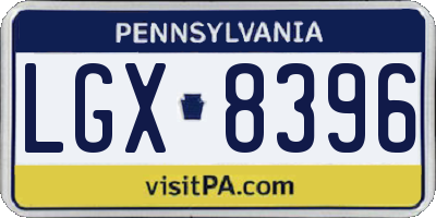 PA license plate LGX8396