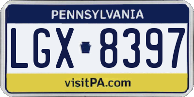 PA license plate LGX8397