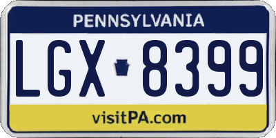 PA license plate LGX8399