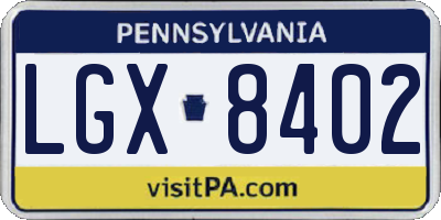 PA license plate LGX8402