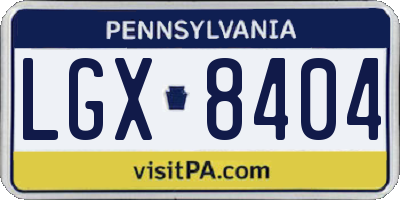 PA license plate LGX8404
