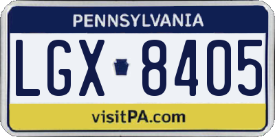 PA license plate LGX8405