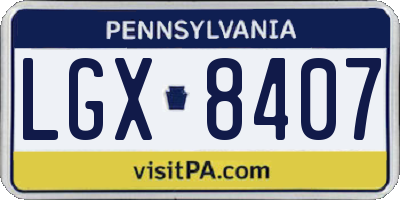 PA license plate LGX8407