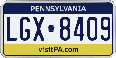 PA license plate LGX8409