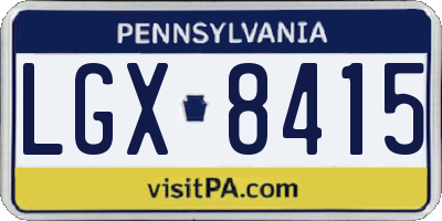 PA license plate LGX8415